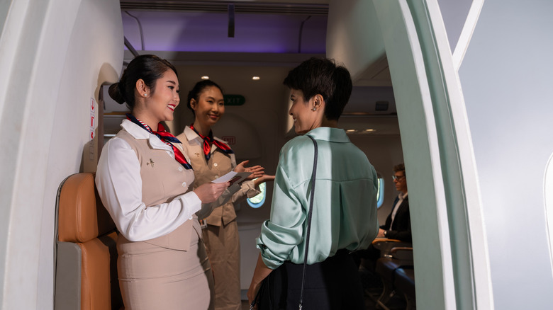 flight attendants during boarding