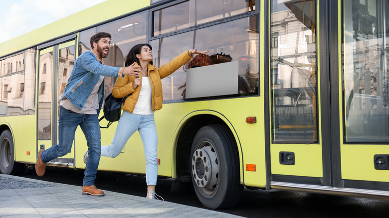 Travelers missing the bus