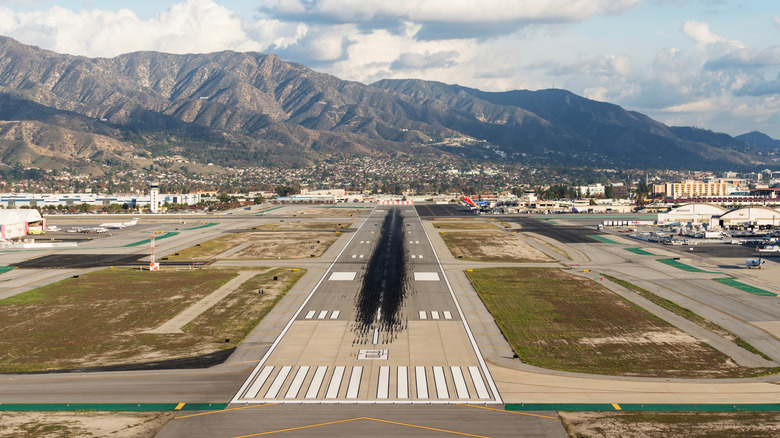 A view of the runway at Hollywood Burbank Airport.